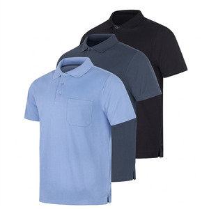 Chemises polo en coton piqué et polyester personnalisées en gros, polos pour hommes, couleur unie, manches courtes, polos de golf avec poche poitrine - Product Image 1