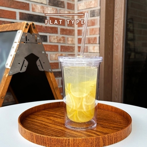 Gobelet isotherme transparent à double paroi 530 ml réutilisable pour café glacé et boissons, avec paille - Product Image 2