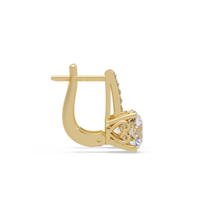 Custom 14K Pure Gold Dangal Hoop Earring Round Cut Lab Grown Diamond Solitaire Pendant Earring Bridal Wedding Earring Jewelry - Product Image 5
