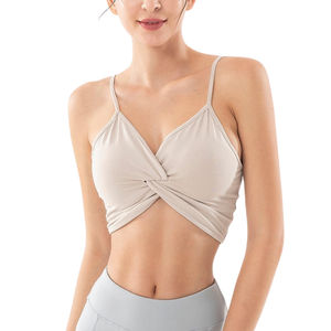 Soutien-gorge de sport pour femme à bretelles croisées, sans couture, élastique, col en V, maintien élevé, confortable, respirant, durable, pour la gym et le fitness - Product Image 3