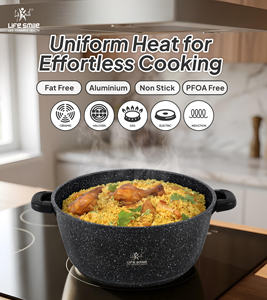 Ensemble complet de casseroles en granit Life Smile avec couvercles à rebord en silicone, poignées amovibles, antiadhésives, compatibles induction - Product Image 5