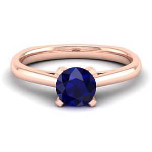 Bague REYES en argent sterling 925 avec saphir bleu taille ronde de 0,75 carat, certifiée GRA, et moissanite solitaire, tendance - Product Image 6