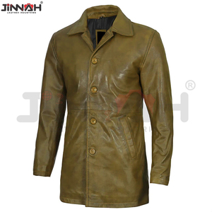 Gabardina de Cuero Marrón Hecha a Medida, Prenda Exterior Clásica para Caballeros con Estilo, Chaqueta de Primera Calidad con Corte Personalizado - Product Image 6
