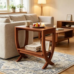 Tavolino Pieghevole Moderno in Legno Stile Giapponese con Vano Portaoggetti per Soggiorno - Product Image 1