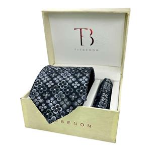Men's Black Pattern <b>Tie</b> and Pocket Square <b>Set</b> Stylish Polyester Necktie | Formal Business Wedding Gift OEM Bulk Supply India 26 - Product Image 2