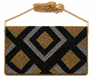 Geometric Beaded <b>Clutch</b> Bag – Black & Gold Envelope Purse for Party & <b>Wedding</b>- Elegant Beaded Envelope <b>Clutch</b>-Handmade <b>Clutch</b> - Product Image 6