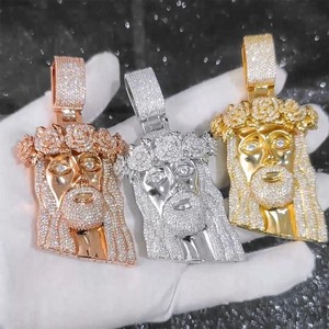 Mens hip hop jewellery moissanite jesus <b>head</b> pendant iced crown rose design luxury religious street fashion <b>style</b> pendant - Product Image 1