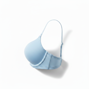 Premium RINGMODE GEARS Seamless Light <b>Blue</b> <b>Bra</b> Solid Minimalist Everyday Comfort Lingerie Medium Support for Fitness Front - Product Image 3