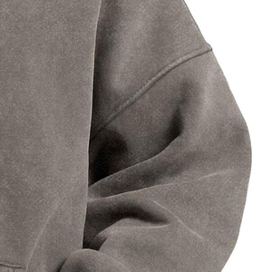 Sweat-shirt à capuche zippé surdimensionné pour homme, gris uni, en molleton de coton, décontracté, avec poche, manches longues, pour l'automne - Product Image 6