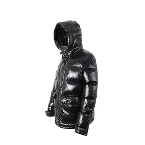 Veste d'hiver décontractée pour homme, noire, à capuche, rembourrée, coupe-vent, épaisse, fermeture éclair, coupe classique, couleur unie, tissu polyester - Product Image 3