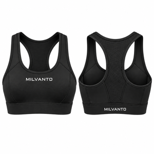 Sujetador deportivo de yoga negro personalizado para mujer, de alto soporte, sin costuras, transpirable, elástico, top corto premium para fitness - Product Image 1
