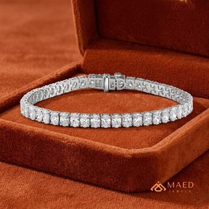 สร้อยข้อมือเทนนิสประดับมอยส์ซาไนต์สีเงินสำหรับผู้หญิง สร้อยข้อมือแบบโซ่เส้นเล็ก เครื่องประดับแฟชั่น ของขวัญวันครบรอบแต่งงาน คอลเลคชั่นสุดหรู - Product Image 5