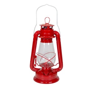 Lanterne en métal rouge personnalisable en gros avec abat-jour en verre, durable pour une utilisation en extérieur, forme cylindrique - Product Image 1