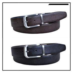 Ceinture en cuir réversible de haute qualité, épaisseur 3,6-3,8 mm - Ceinture formelle pour homme de qualité supérieure avec boucle rotative - Product Image 1