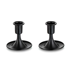 Set of 2 Matte Black Metal Taper Candle Holders Modern Minimalist Candlestick Stands for <b>Tabletop</b> Decor Elegant Nordic Style - Product Image 4