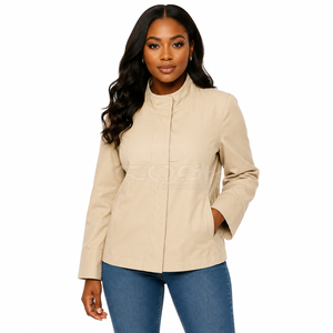 Vêtements d'extérieur pour femmes, personnalisables avec logo, pour sororité, respirants, beiges, élégants, à col montant, légers, imperméables et coupe-vent - Product Image 3