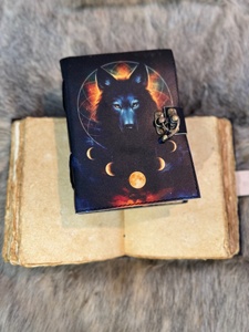 골동품 빈티지 A5 양장 저널 스케치북 수제 가죽 커버 늑대 인쇄 데클 가장자리 종이 선물 노트북 - Product Image 3