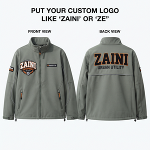 เสื้อแจ็คเก็ตซอฟต์เชลล์โพลีเอสเตอร์ 220 กรัม กันน้ำ กันลม มีฮู้ด สีเขียวมะกอก ดีไซน์แผงด้านหน้า - Product Image 1
