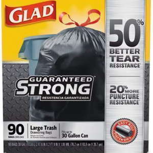 Bolsas de Basura Grandes con Cordón GLAD, 30 x 33, 30 gal, 1.05 mil, Negras, 90 por Caja - Product Image 3