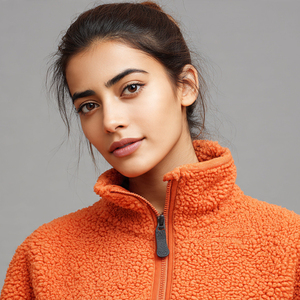 เสื้อแจ็คเก็ตเชอร์ปาแบบซิปครึ่งตัวทรงหลวมสำหรับผู้หญิง เสื้อแจ็คเก็ตขนแกะโพลาร์แขนยาวสำหรับฤดูหนาว เสื้อโค้ทขนแกะสไตล์สตรีทแวร์สำหรับผู้หญิง - Product Image 2