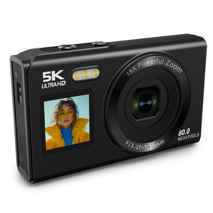 กล้องวิดีโอ Creator's Pick 5K ความละเอียด 80MP, จอแสดงผลคู่ (2.8 นิ้ว + 1.54 นิ้ว), บันทึกขณะชาร์จ, ตั้งเวลาถ่ายและถ่ายแบบไทม์แลปส์สำหรับ <span class=keywords><strong>YouTube</strong></span> - Product Image 1