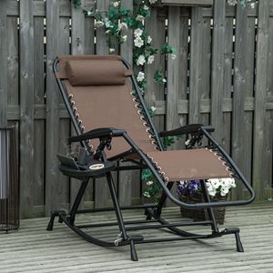 Sedia a Dondolo Pieghevole Reclinabile a Gravità Zero per Esterni con Cuscino e Portabicchieri, Design Pieghevole per Uso Relax - Product Image 5