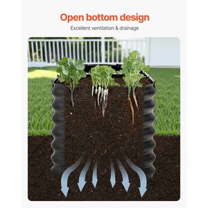 Grand bac à fleurs ovale en métal galvanisé pour jardin extérieur, 8 x 2 x 2 pieds, fond ouvert, pots et jardinières - Product Image 6