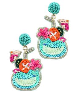 Boucles d'oreilles pendantes en perles de rocaille brodées à la main de luxe bijoux de cocktail multicolores magnifiquement personnalisés - Product Image 3