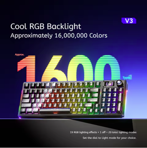 Teclado Mecánico AULA F98 Pro V3 de Tamaño Completo, Retroiluminación RGB Personalizable, USB Inalámbrico, Plug&Play para Juegos con Perilla de Control - Product Image 2