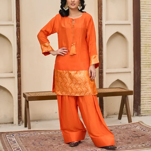 Conjunto de 3 Piezas Personalizado: Pantalón, Camisa y Dupatta Estampada, Ropa Casual Pakistaní, Vestido de Algodón/Poliéster - Product Image 1