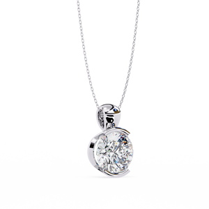 Collar con Colgante Solitario Minimalista de Oro Sólido de 14K con Diamante de Laboratorio de Corte Redondo de 2CT Certificado por IGI, Engastado en Media Bisel, para Mujer, Regalo para Fiestas - Product Image 6