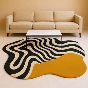 Tapis en laine tufté à la main motif corail sous-marin, à hauteur variable, découpé organiquement, pour villa côtière - Product Image 3