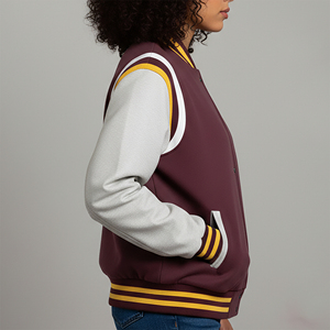 Chaqueta Universitaria de Béisbol Personalizada a la Moda, Talla Grande, con Mangas de Cuero, Transpirable, Estilo Hip Hop - Product Image 5