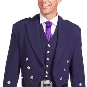 Chaqueta de Tweed con Diseño Argyle, Estilo Formal de Chaqueta Argyll para Kilt, Todas las Tallas, Chaqueta de Lana Negra Prince Charlie con Chaleco - Product Image 3