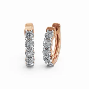 Pendientes de Aro con Diamantes de Diseño Moderno, Pendientes de Diamantes de Oro Rosa Cultivados en Laboratorio, Corte Redondo para Exportación al por Mayor - Product Image 4