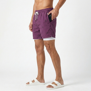 Eco-Friendly Cotton Casual <b>Men's</b> Swim <b>Trunks</b> 2-in-1 Quick Dry Anti-UV Black Anchor Board Shorts Premium Sialkot Export Quality - Product Image 3