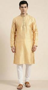 Ensemble Kurta Pyjama en Soie Jacquard pour Homme, Meilleure Vente, Tenue Traditionnelle Ethnique Indienne pour Festivals, Disponible à la Vente - Product Image 4