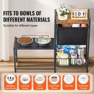 Ciotole Rialzate per Cani e Stazione di Alimentazione con Contenitore - Supporto Rialzato per Ciotole e Alimenti per Animali Domestici - Product Image 1