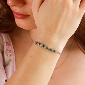 Bracelet en émeraude véritable, argent sterling, bijoux en émeraude de laboratoire, cadeau pour elle, bijoux fins - Product Image 4