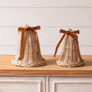 Adornos Navideños de Campanas de Ratán Natural, Campanas Colgantes Hechas a Mano con Cinta para Decoración de Árboles Navideños, Regalos de Boda, Venta al Por Mayor - Product Image 5