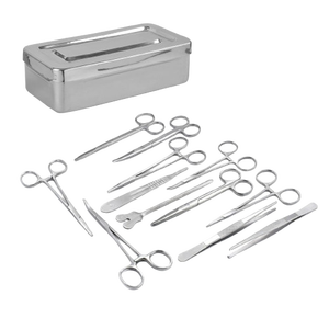 Kit de Cirugía Menor Manual, Juego de Instrumentos Quirúrgicos de 13 Piezas, Caja de Acero Inoxidable Básica, Pinzas para Uso Hospitalario, Hecho en Pakistán - Product Image 1