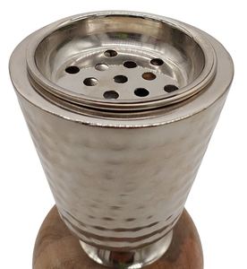 Quemador de Incienso de Metal Martillado y Madera al por Mayor, Incensario de Lujo Plateado para Bakhoor, Redondo, Moderno, Decoración de Mesa para Hogar u Oficina - Product Image 2