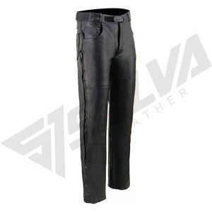 กางเกงมอเตอร์ไซค์หนังแท้ SALVA LEATHER รุ่นพรีเมียมสำหรับผู้ชาย น้ำหนักปานกลาง กันน้ำ เหมาะสำหรับขี่ในฤดูหนาว ซับในผ้าซาติน ทรงลำลอง มีกระเป๋า 4 ช่อง สีดำ - Product Image 2