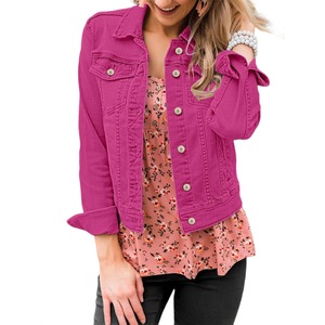 Veste en jean longue extensible sur mesure pour femme, en coton, unie, pour l'hiver, grandes tailles pour filles - Product Image 1