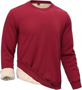Wholesale EVERGLIDE Mens Sherpa Lined Crewneck Windproof Heavyweight Winter Navy Blue Plush Fleece Warm <b>Pullover</b> <b>Sweater</b> Tops - Product Image 3