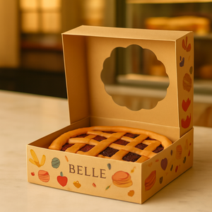 Eco Friendly Custom Logo Printing Craft Kraft Cardboard Paper Boxes with <b>Window</b> for Cookies Pies Pastries - Product Image 1