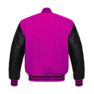 Service OEM, Vente Chaude : Vestes d'hiver streetwear en laine et cuir de qualité supérieure à col montant, et Blousons universitaires unis vierges en gros - Product Image 6