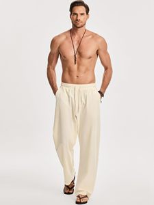 Baggy Fit Men's Casual <b>Trousers</b> 100% Cotton Solid Soft Yoga Lightweight Fashion Streetwear Lounge Casual Pants with Pockets - Product Image 5
