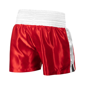 <b>Red</b> White Color Breathable Customized Boxing Shorts Knee Length High Elastic Waist Lightweight Men's Kickboxing Shorts - Product Image 3