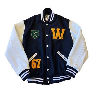 OEM personalizado chaquetas unisex de los hombres bolsillos abrigos de béisbol cremallera acolchado poliéster chaqueta de bombardero de los hombres Varsity chaqueta - Product Image 1